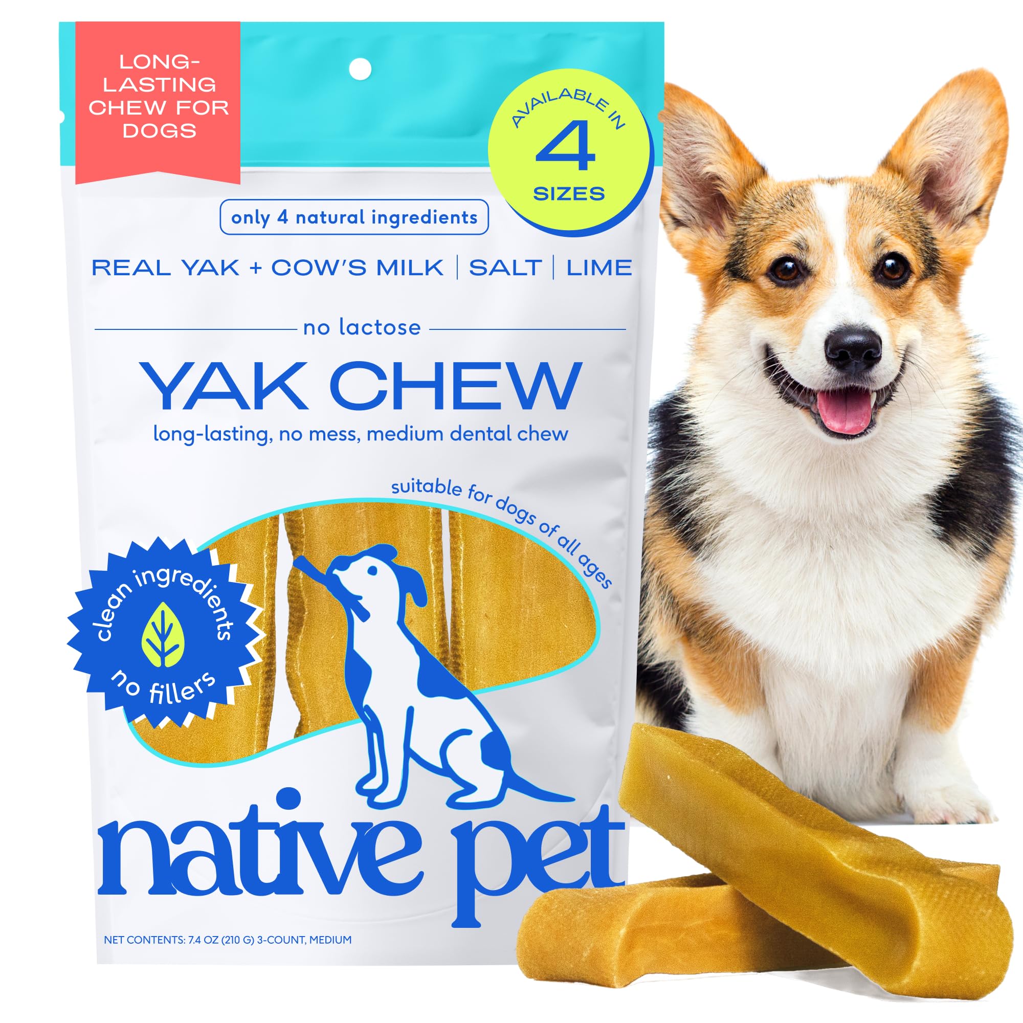 Native Pet fromage yak Himalayan – emballage visible, récompense naturelle pour chien.