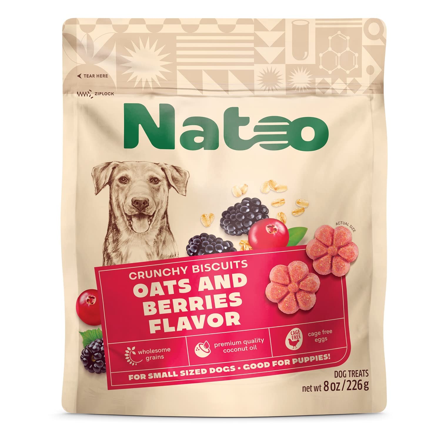 NATOO Biscuits pour chien petit – emballage pratique et sain.