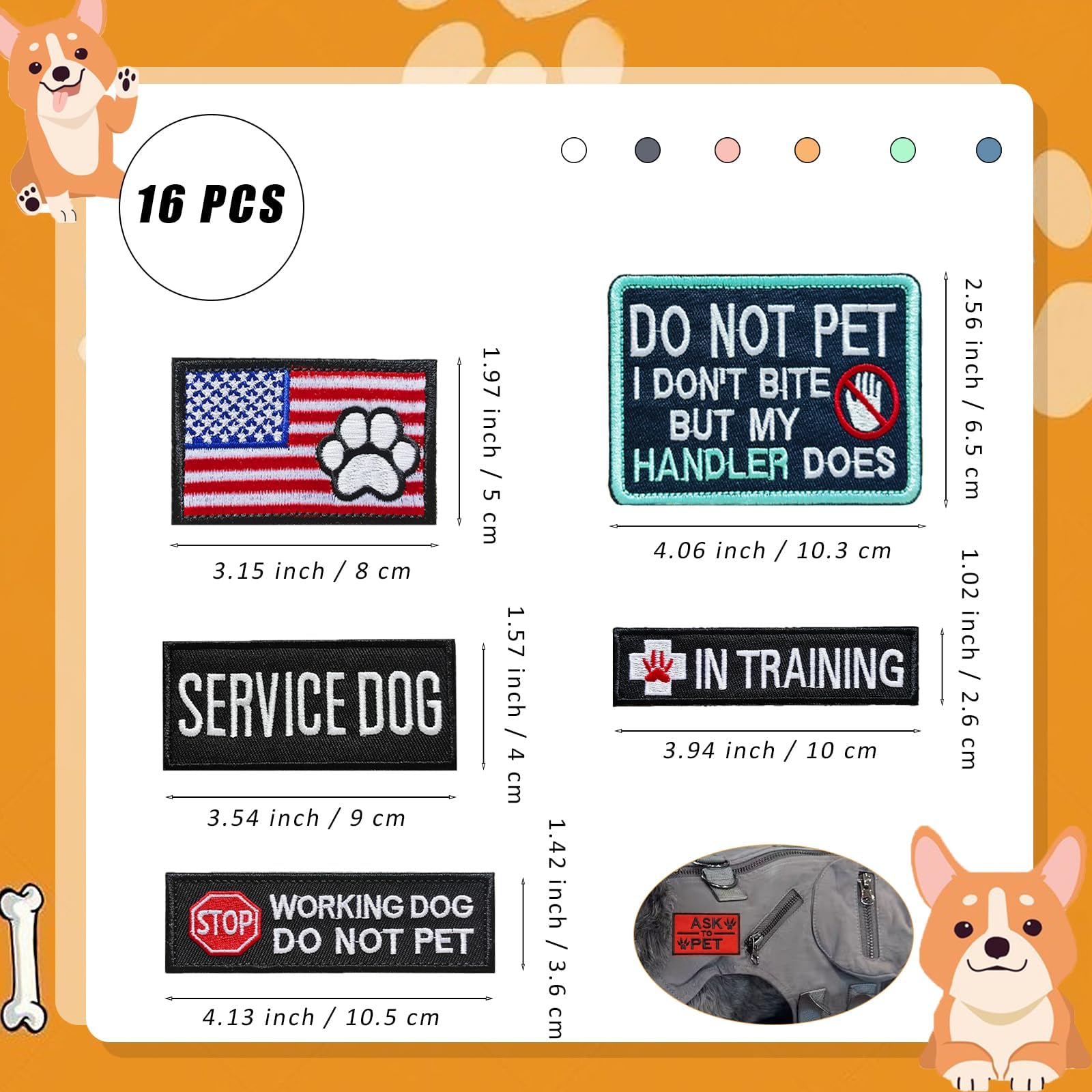 Patchs Naturahand pour harnais, tailles multiples adaptées au chien.