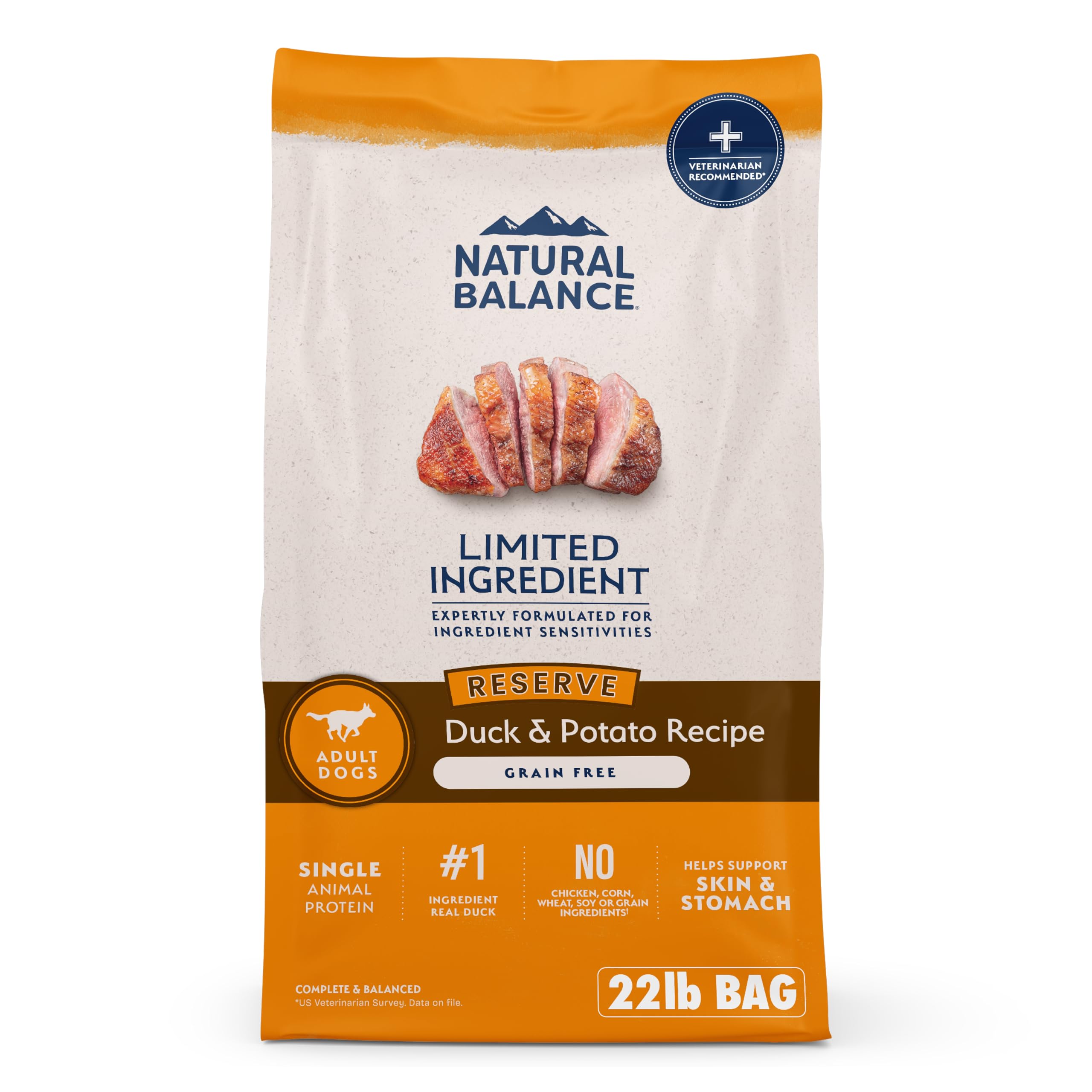 Natural Balance Canard Pomme de Terre sac 22 livres, protéines uniques pour muscles solides