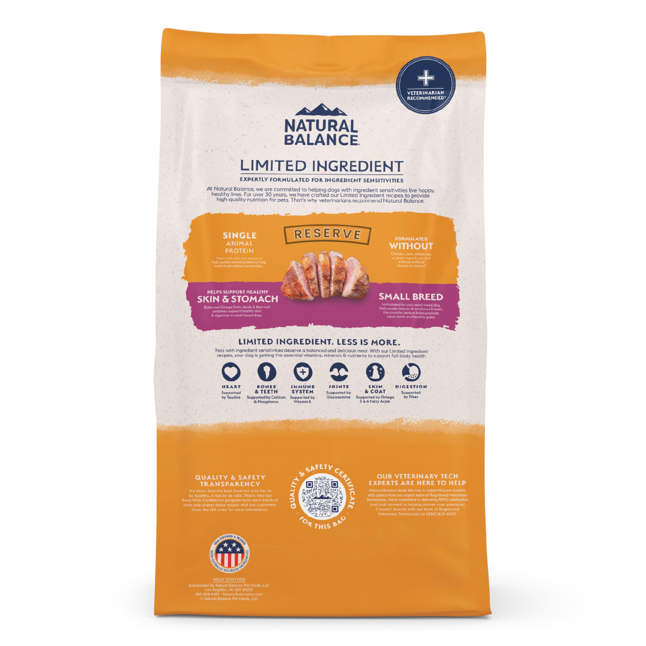 Alimentation simple Natural Balance croquettes petit-chien canard patate pour chien sensible