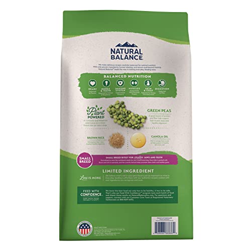 Natural Balance croquettes petits chiens, texture adaptée et nutrition végétale.