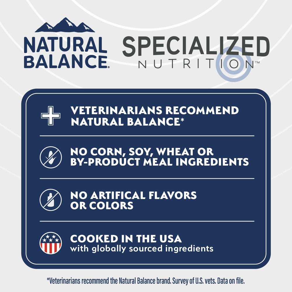 Natural Balance formule pour digestion sensible, avoine et fibres pour petit chien.