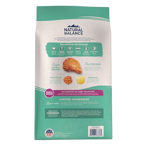 Natural Balance – croquettes petit format pour petites mâchoires et digestion.