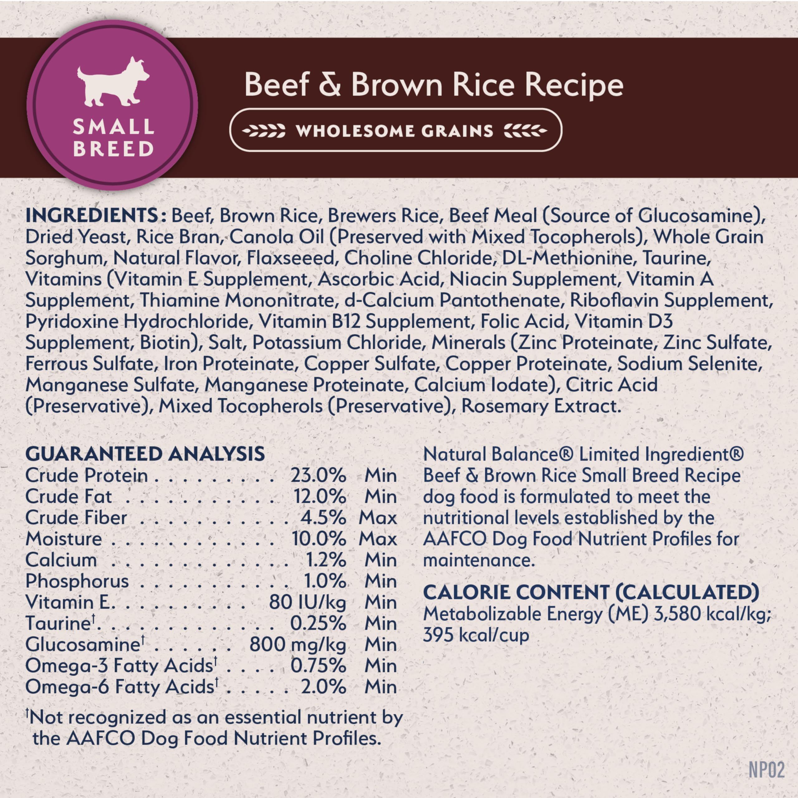 Natural Balance Formule adaptée petites races et nutrition complète.