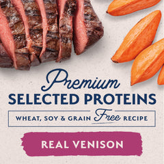Ingrédients simples Natural Balance avec venaison et patate douce pour repas équilibré.