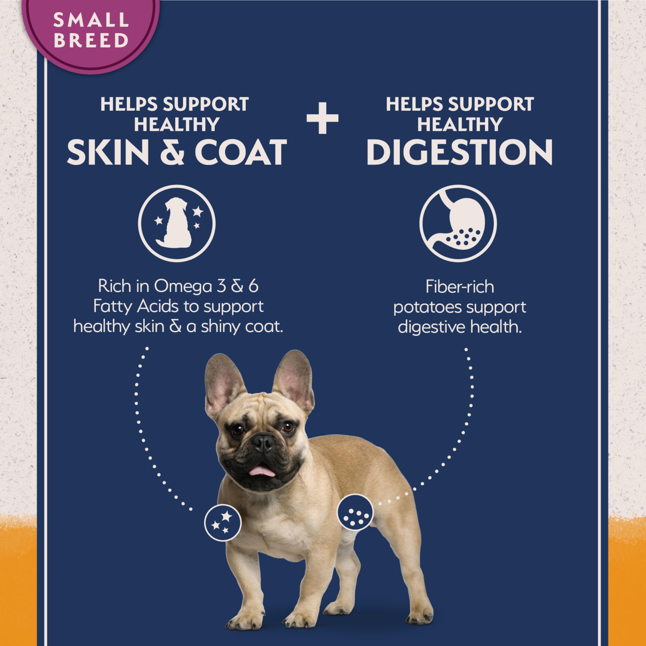 Natural Balance L.I.D. croquettes format petit chien, faciles à manger pour petites mâchoires.