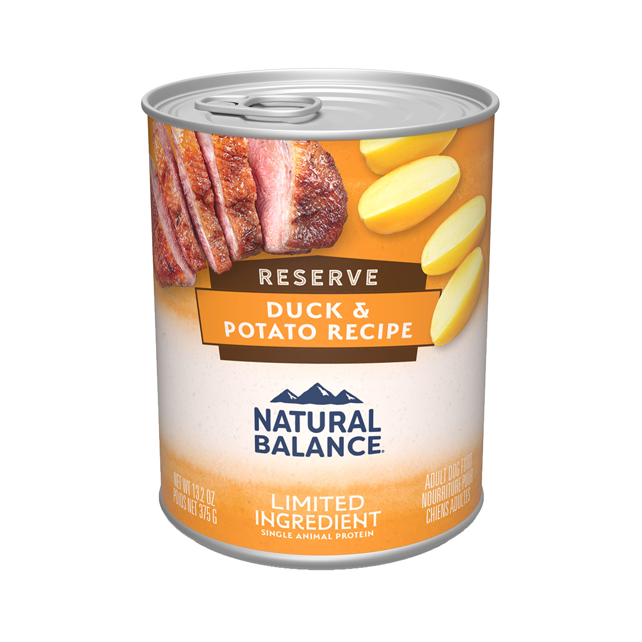 Boîte 13oz Natural Balance, recette canard et pomme de terre, alimentation équilibrée.