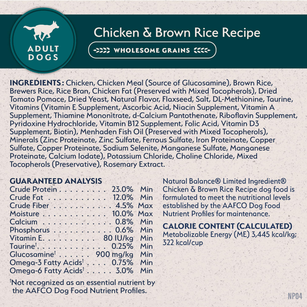 Natural Balance: nutrition complète au poulet, alimentation chien équilibrée