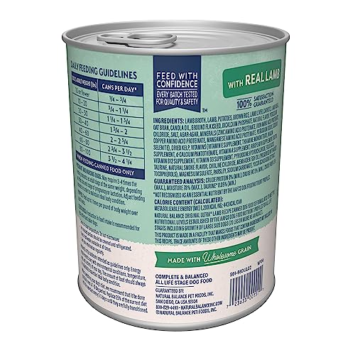 Natural Balance Original Ultra pour chien, agneau et riz brun, source de fibres pour digestion.