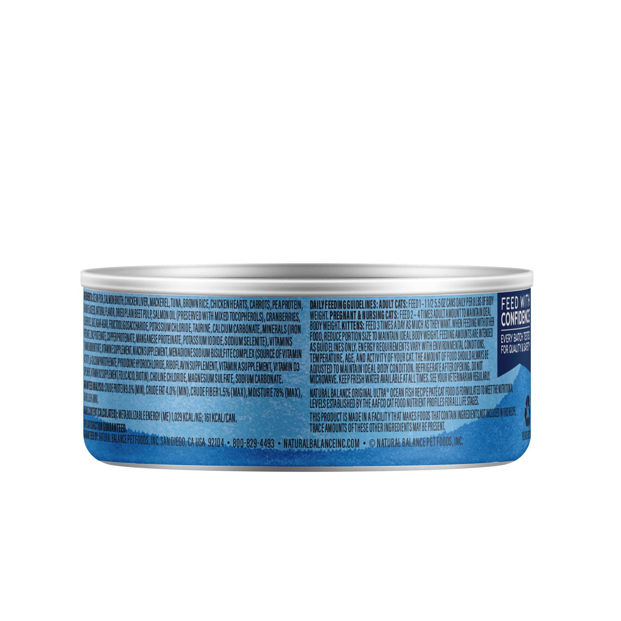 Natural Balance Original Ultra Pâté Poisson Océan, portion sur assiette appétissante.