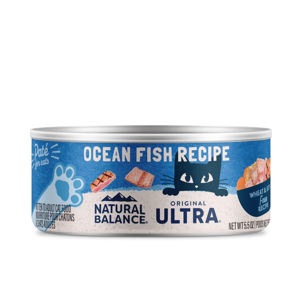 Natural Balance Original Ultra Pâté Poisson Océan, boîte ouverte prête à servir.