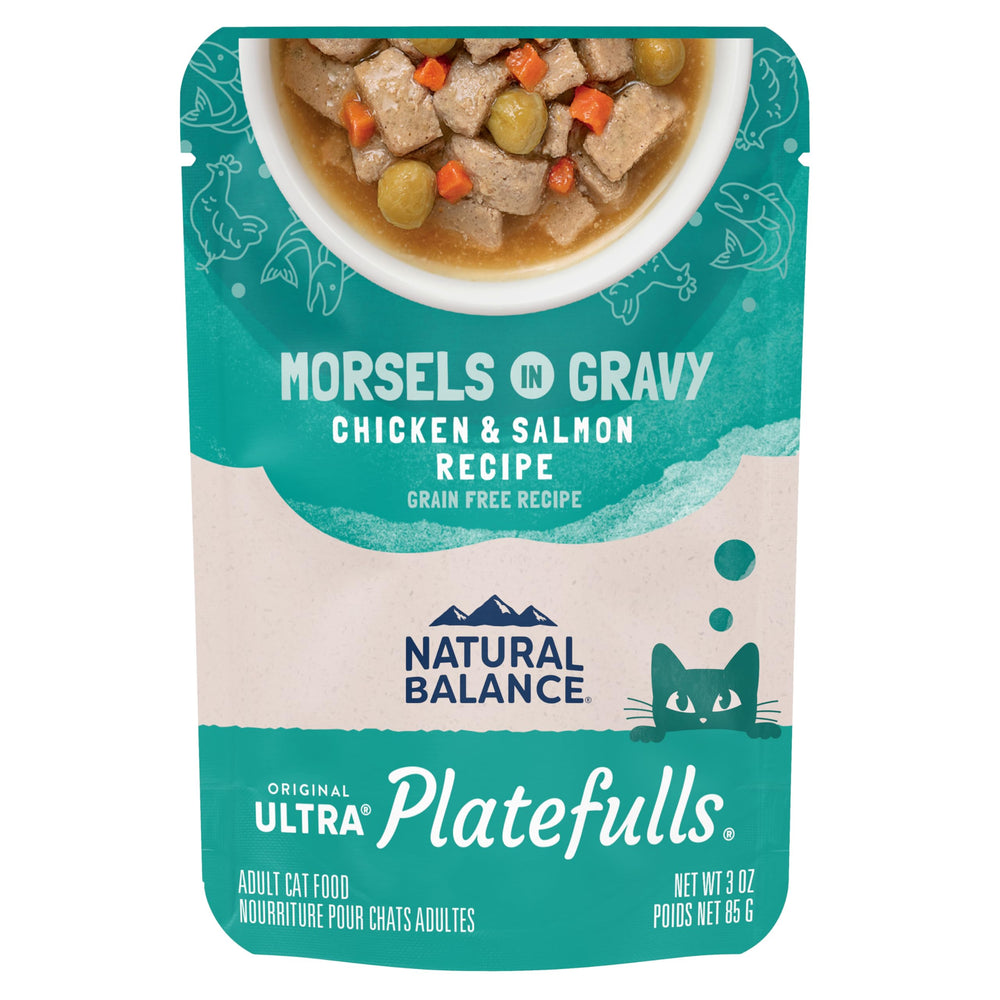 Natural Balance Platefulls poulet-saumon en poche 85 g, portions pratiques pour repas équilibré