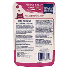 Platefulls Natural Balance en jus, dinde-saumon-poulet, repas appétissant pour chats d'intérieur.