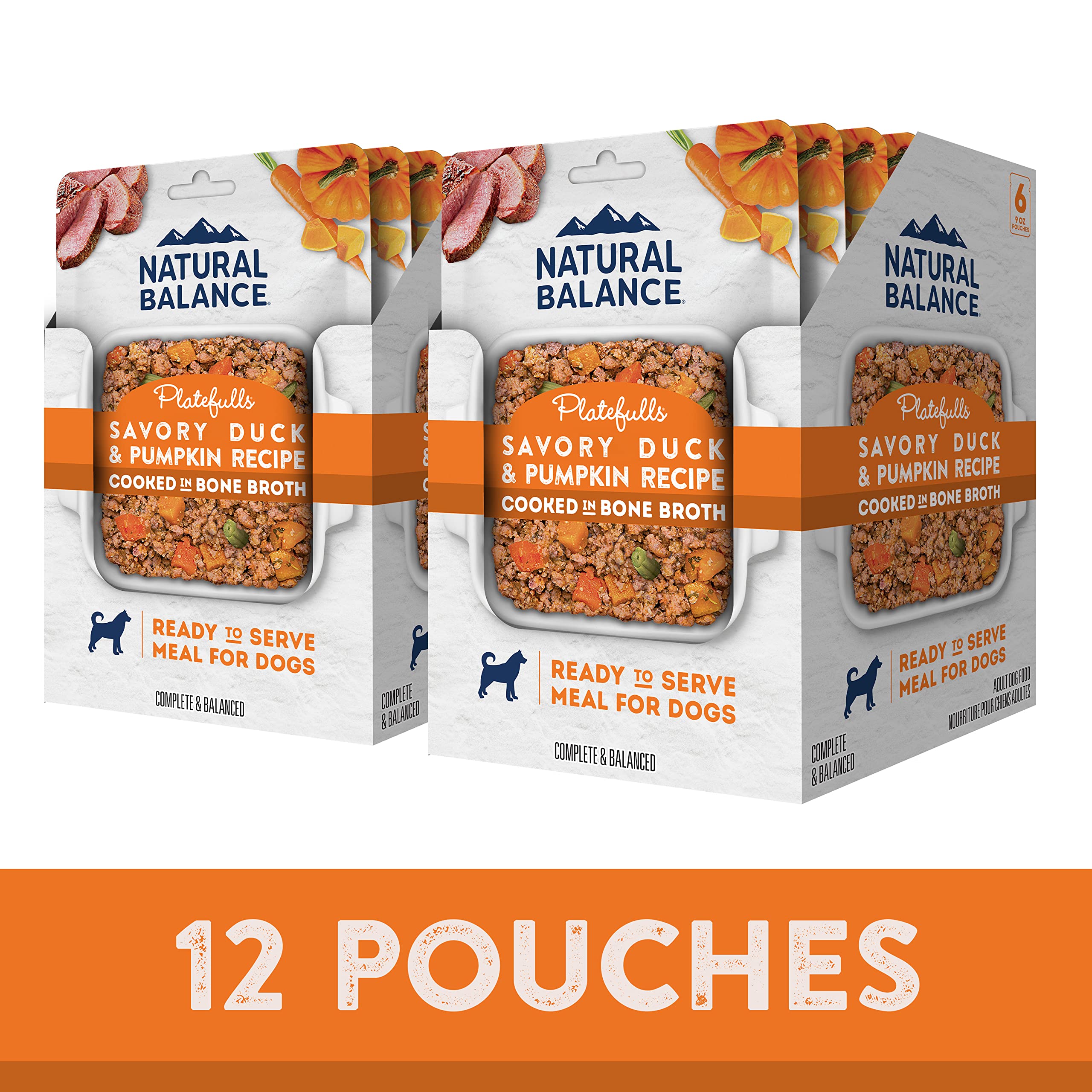 Natural Balance Platefulls Canard Carottes Potiron Haricots Verts: texture riche et équilibrée.