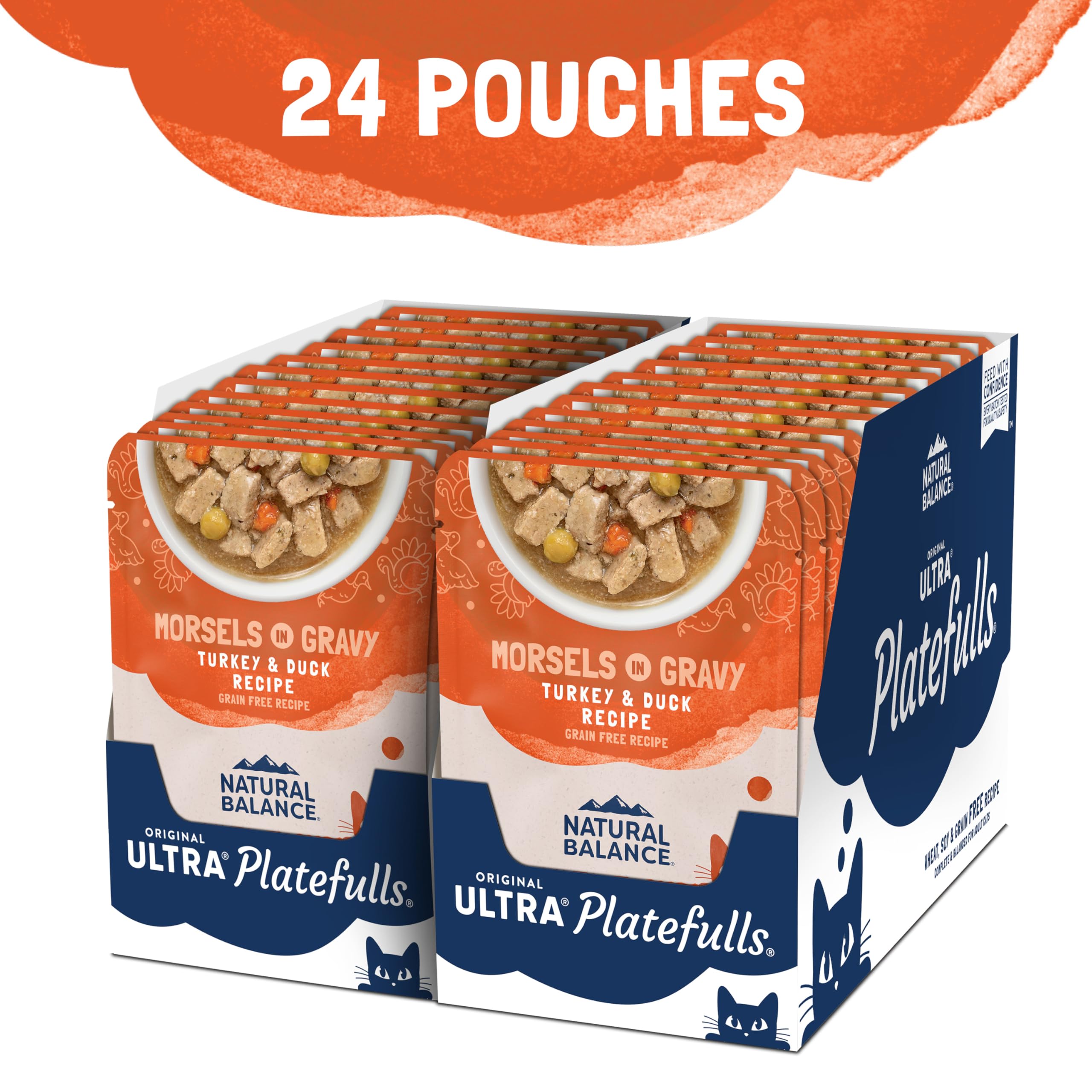 Natural Balance Platefulls Indoor – poche avec sauce onctueuse pour stimuler l'appétit du chat.