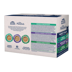 Natural Balance Platefulls – Poulet et patate douce en sauce, texture tendre et savoureuse.