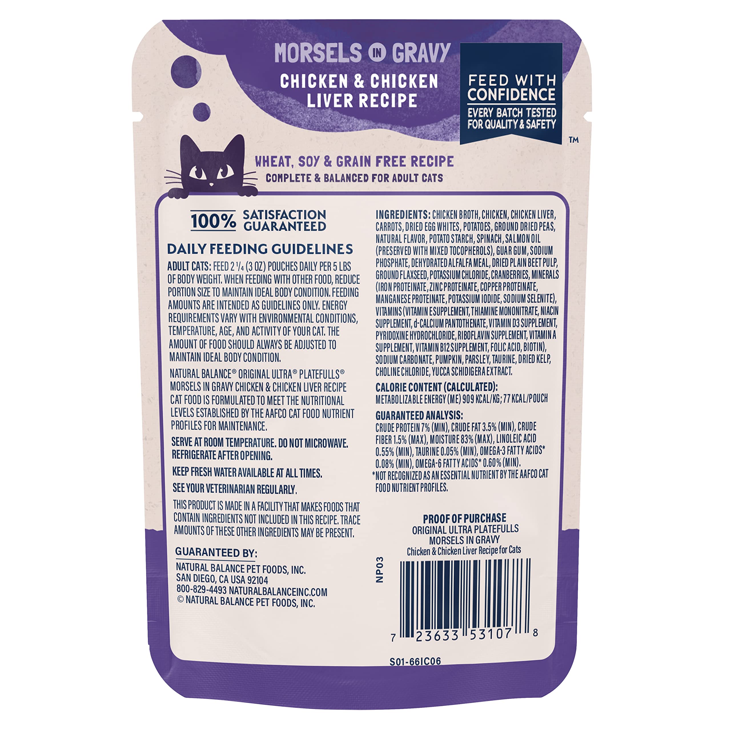 Natural Balance Platefulls Chat Indoor poulet et foie en sauce, saveur riche