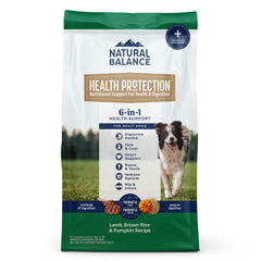 Natural Balance Protection Santé – croquettes agneau et riz brun, digestion potentiellement facilitée.