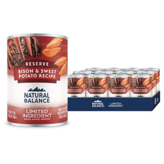 Natural Balance Reserve Bison et Patate Douce, boîte 13 oz, soutien digestif.