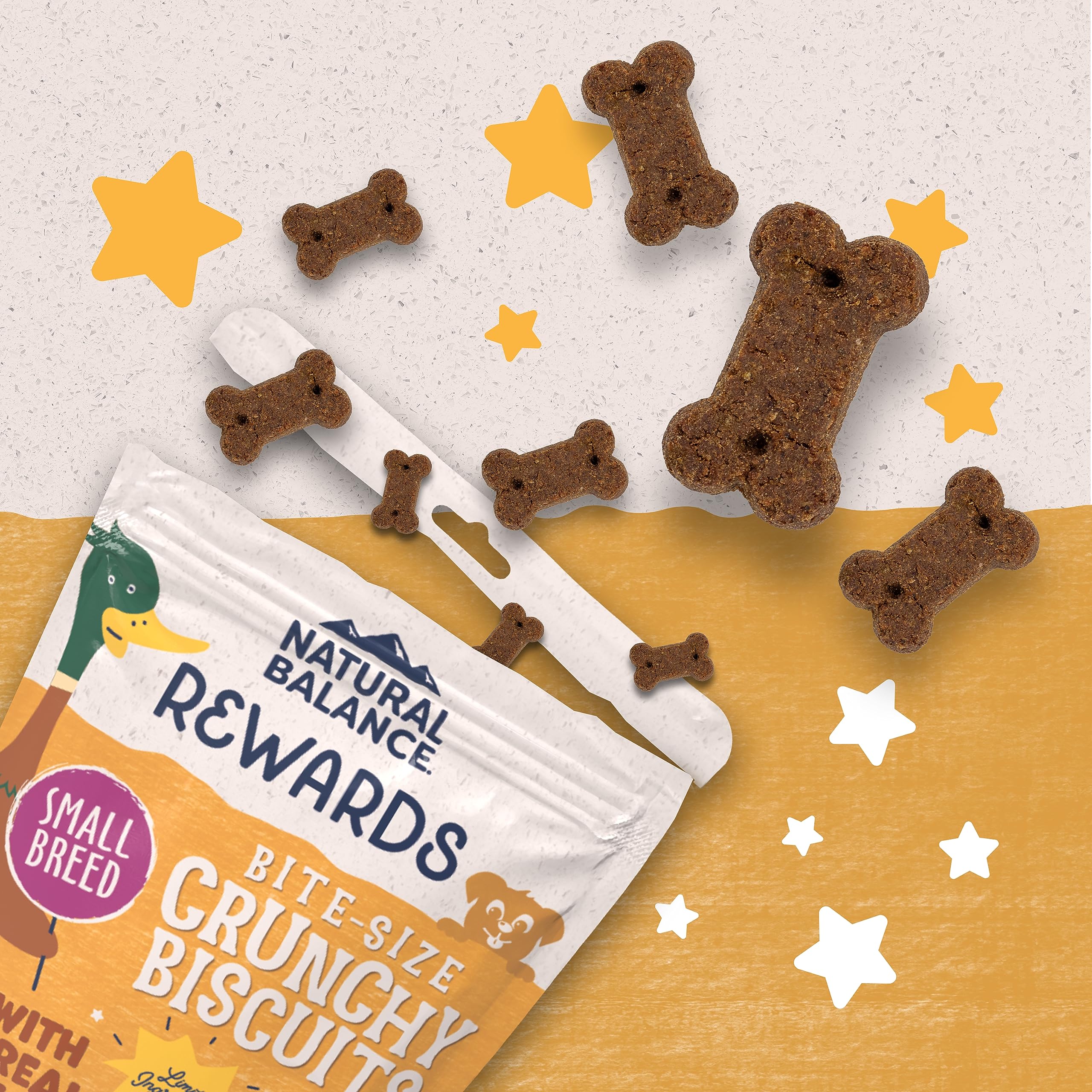 Natural Balance biscuits croustillants au canard, parfait pour récompenser après une promenade.