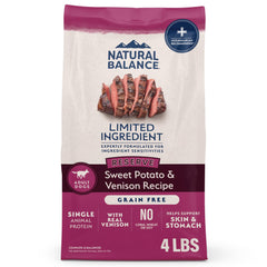Natural Balance sac-4-livres venaison et patate douce, protéine unique pour muscles.