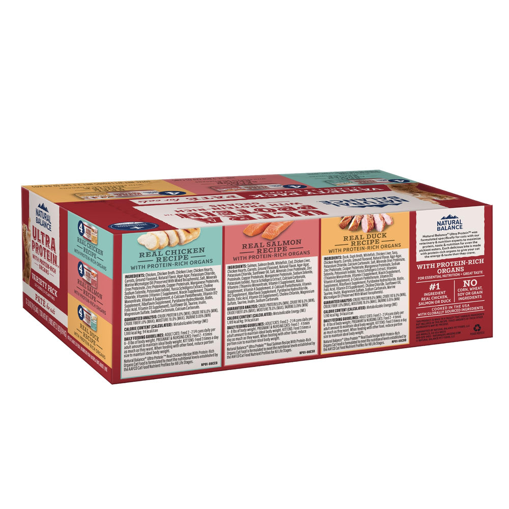 Natural Balance Ultra Protein Pâté chat — saumon, texture lisse et appétit soutenu.