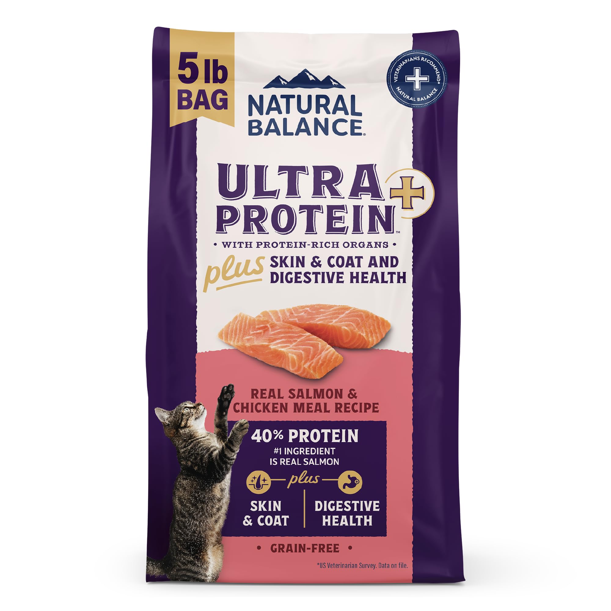 Natural Balance Ultra Protein Plus croquettes chat saumon: protéine élevée et goût premium.