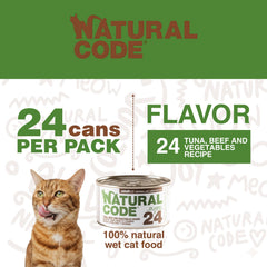 Natural Code — thon en aspic, pâtée humide apportant hydratation et saveur naturelle.