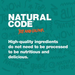 Natural Code sans OGM ni additifs artificiels alimentation humide fiable pour chat adulte.