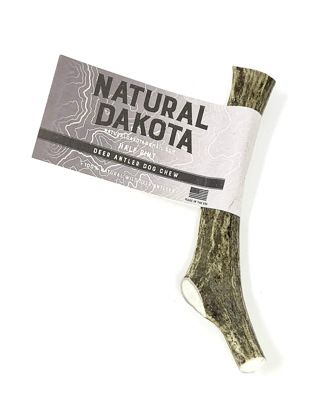 Natural Dakota os de cerf premium Half-Pint pour petits chiens, friandise durable et naturelle.
