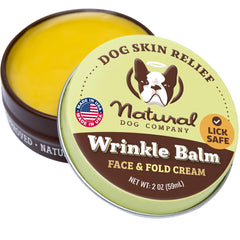 Baume anti-rides Natural Dog Company en tin, hydratation durable des plis du chien.