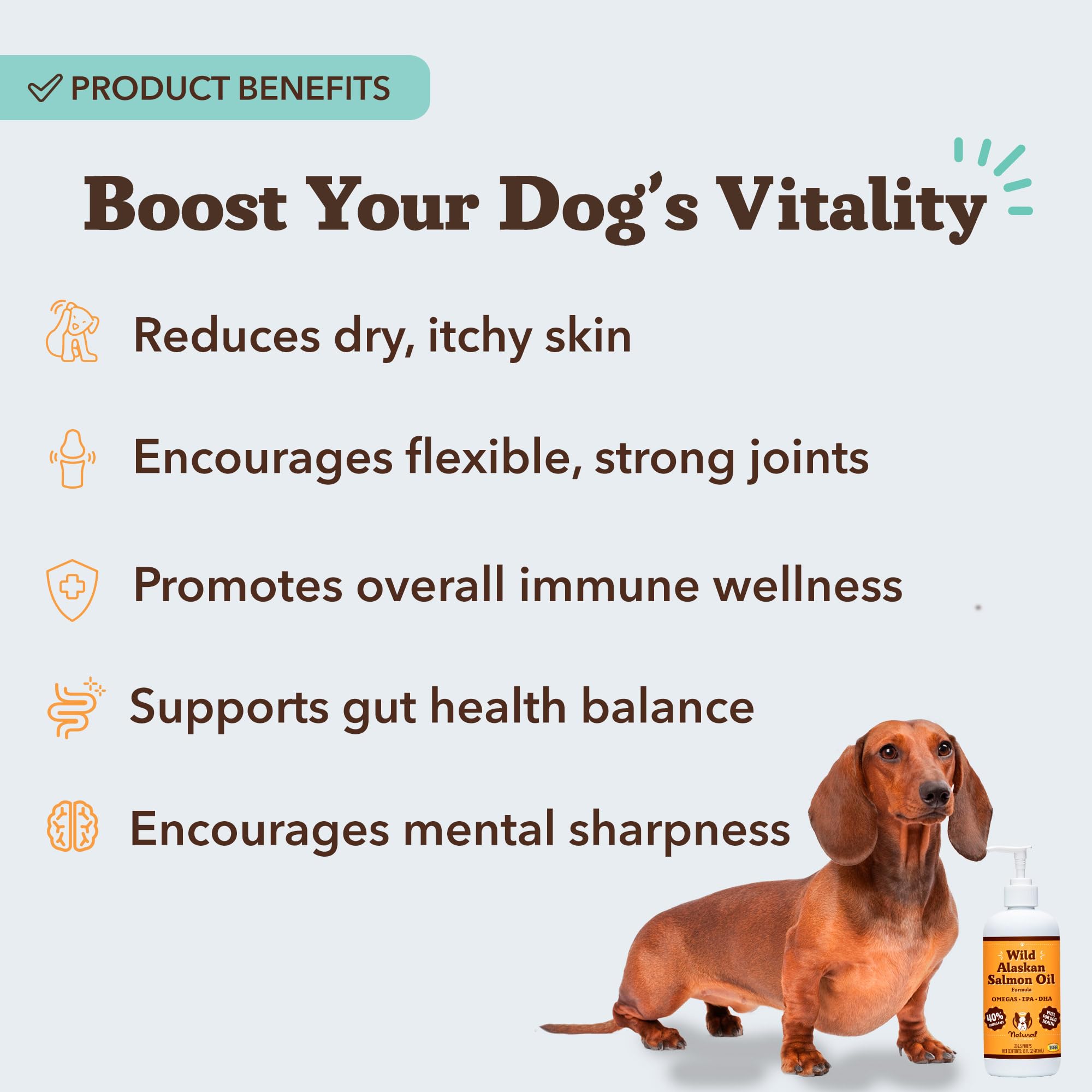 Natural Dog Company Huile Saumon Sauvage d'Alaska – versement sur repas sans effort