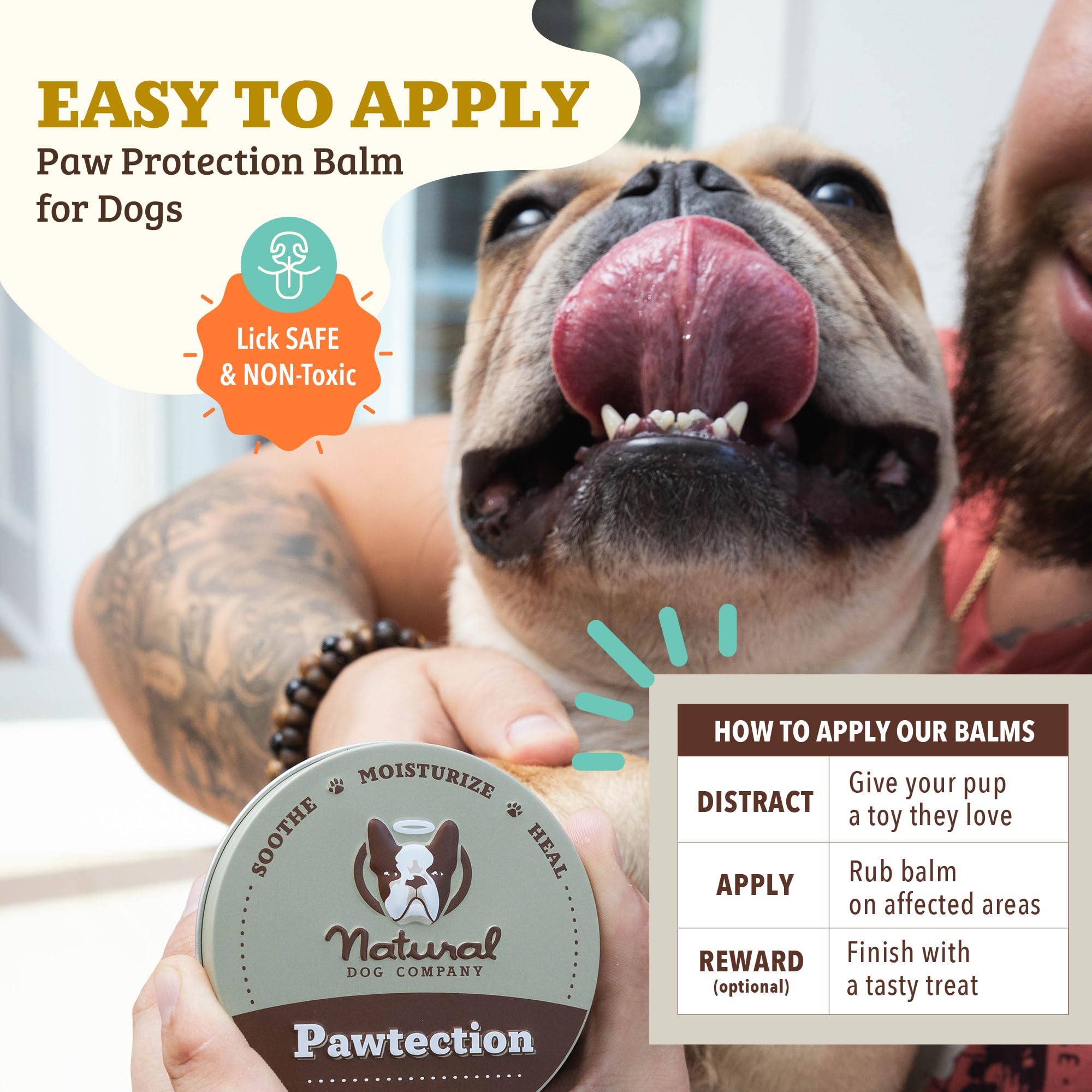 Natural Dog Company Pawtection ingrédients naturels et hydratants.