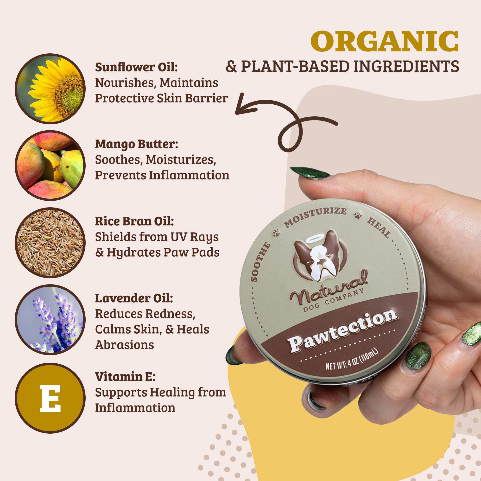 Natural Dog Company Pawtection protège contre neige et sel.