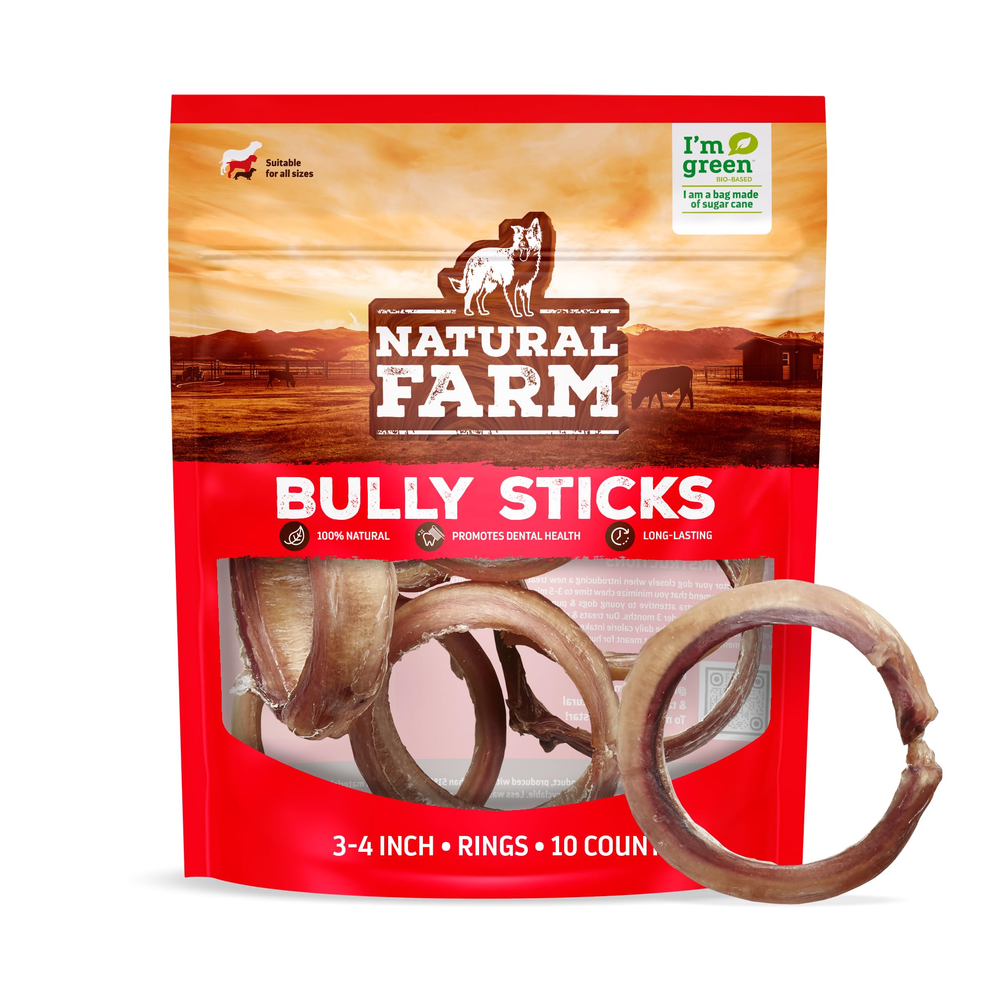 Natural Farm anneau en boeuf 3-4 po, 10 pièces, idéal pour mâchouillage et récompenses