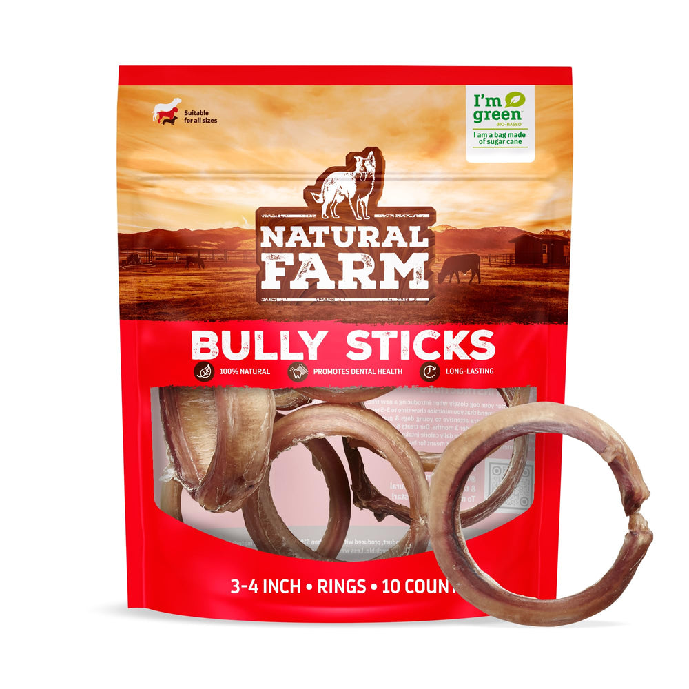 Natural Farm anneau en boeuf 3-4 po, 10 pièces, idéal pour mâchouillage et récompenses