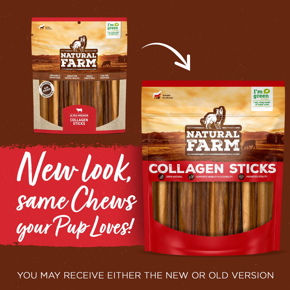 Natural Farm bâton collagène rembourré boeuf, friandise longue durée pour chien.