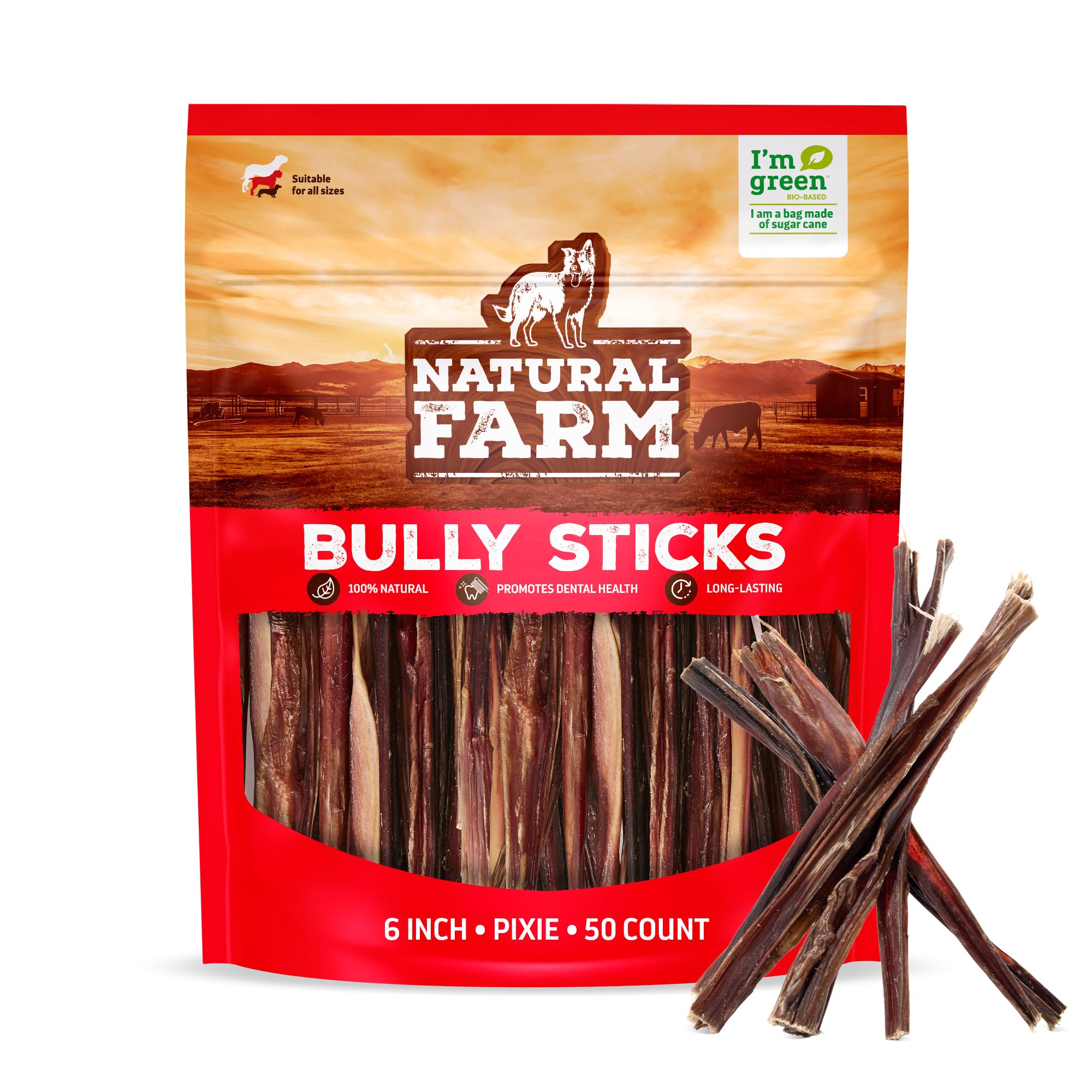 Natural Farm baton-pizzle-boeuf-fin-6-pouces, friandise protéinée pour chiens.