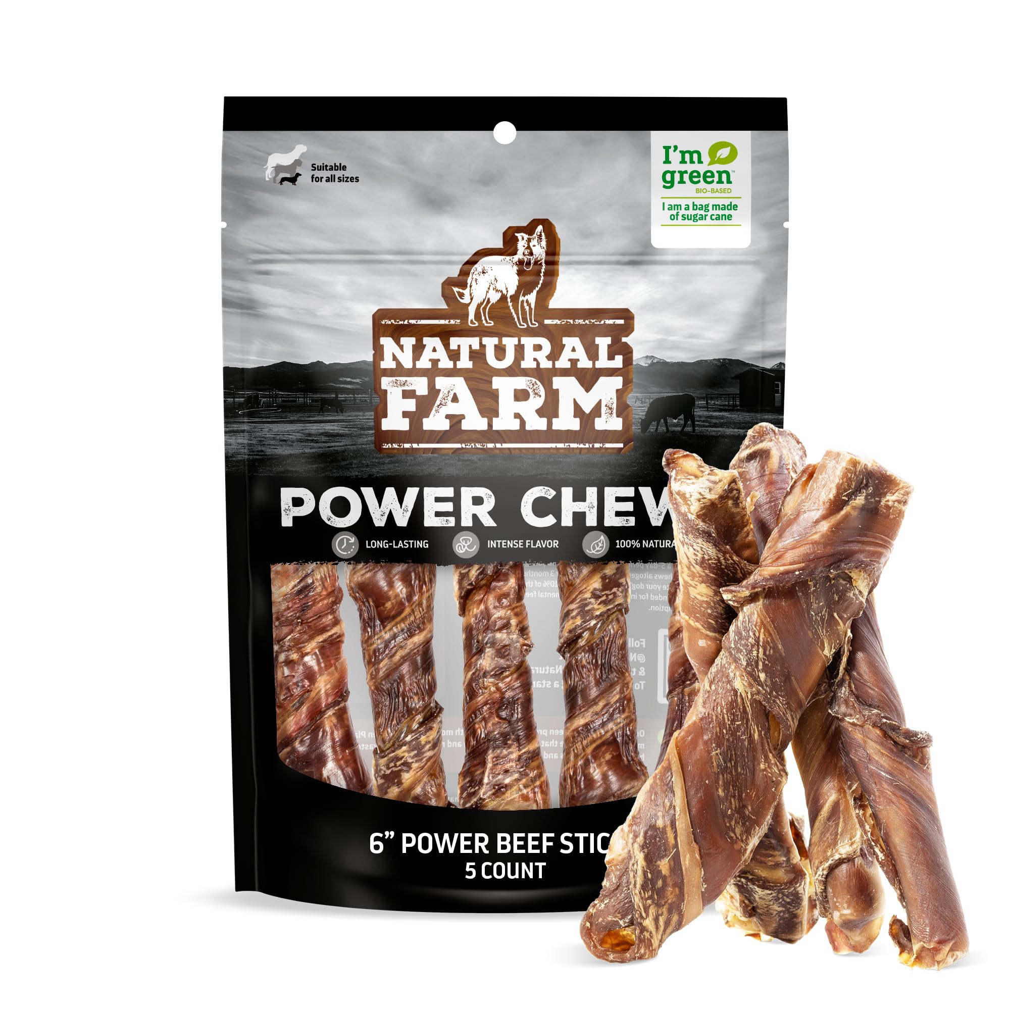 Natural Farm baton nets boeuf puissance : longue mastication et plaisir durable.