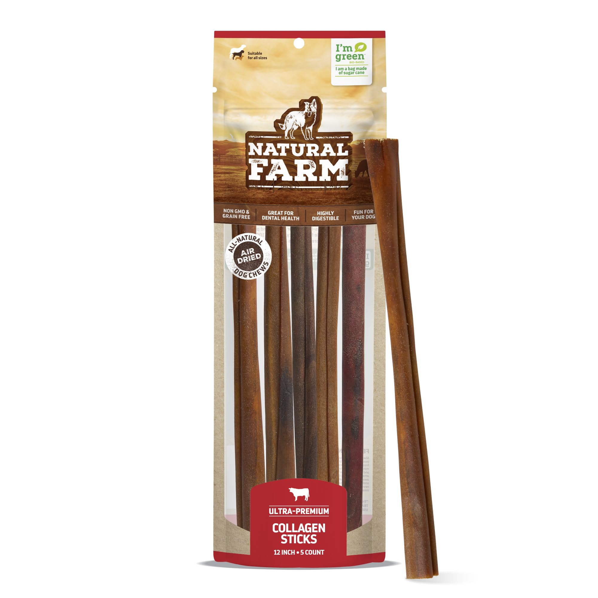 Natural Farm Collagène chien – emballage visible, friandise durable pour chiens moyens et grands.