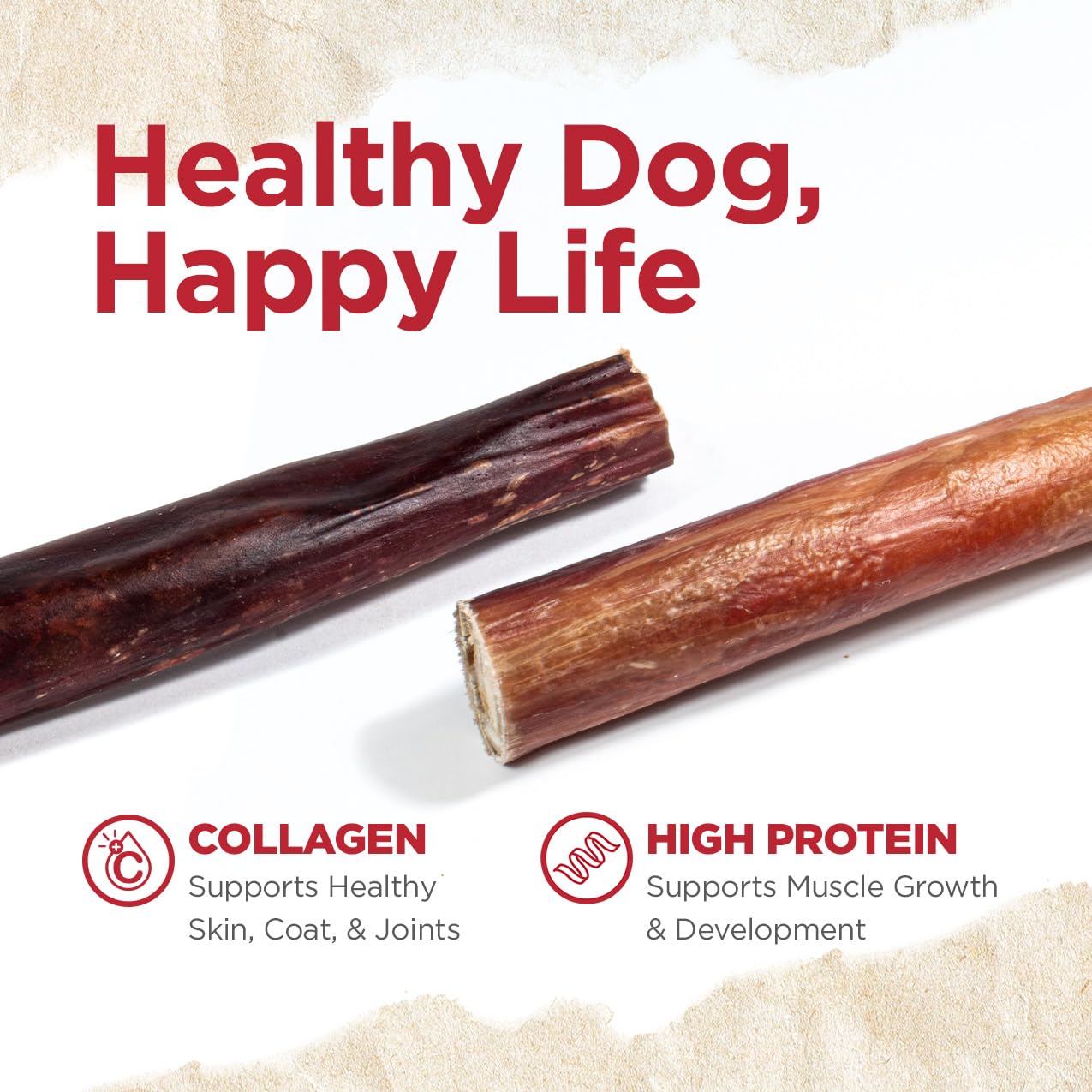 Temps de mastication long Natural Farm Power Bully Sticks idéal pour l’entraînement.