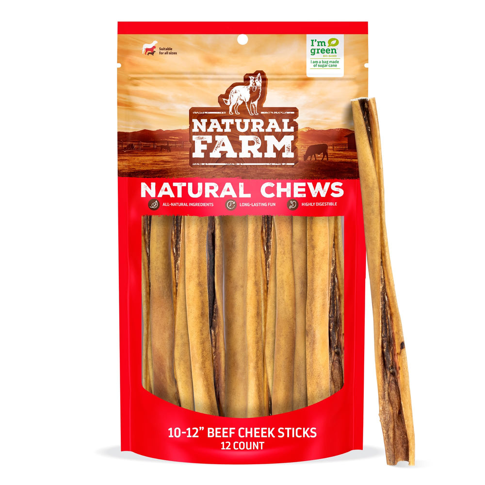 Bâton Natural Farm Bully Cheek Stick 10-12 po emballage pratique pour tous les chiens.