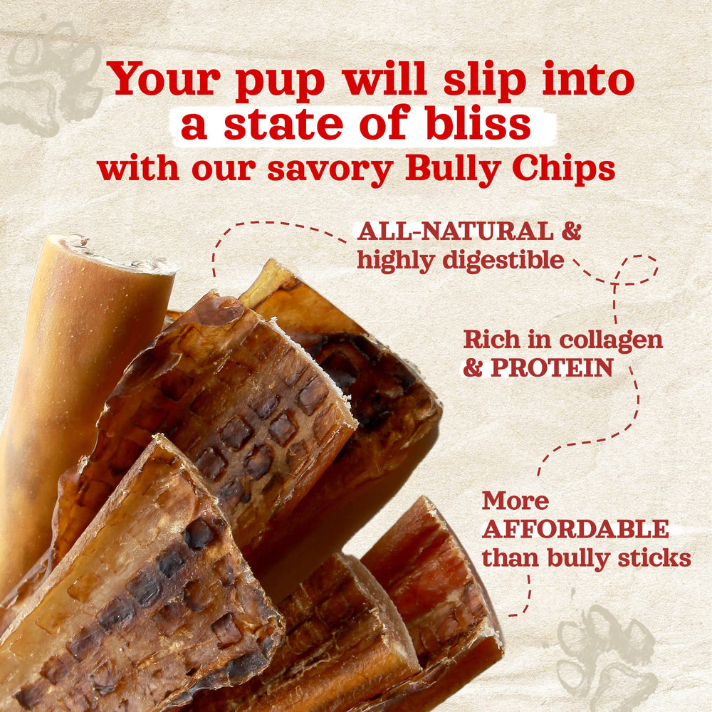 Natural Farm Bully Chips tranche joue : saveur riche et dentition saine.