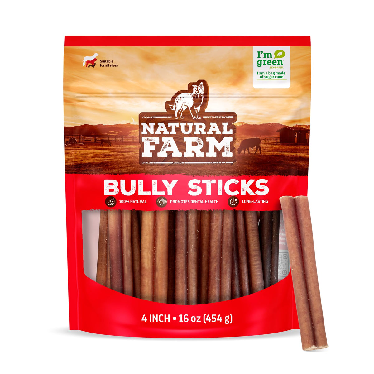 Natural Farm Bully Sticks 4 pouces – friandise durable pour petits chiens