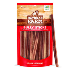 Natural Farm Bully Sticks sans odeur, format 12 pouces, parfaite mastication