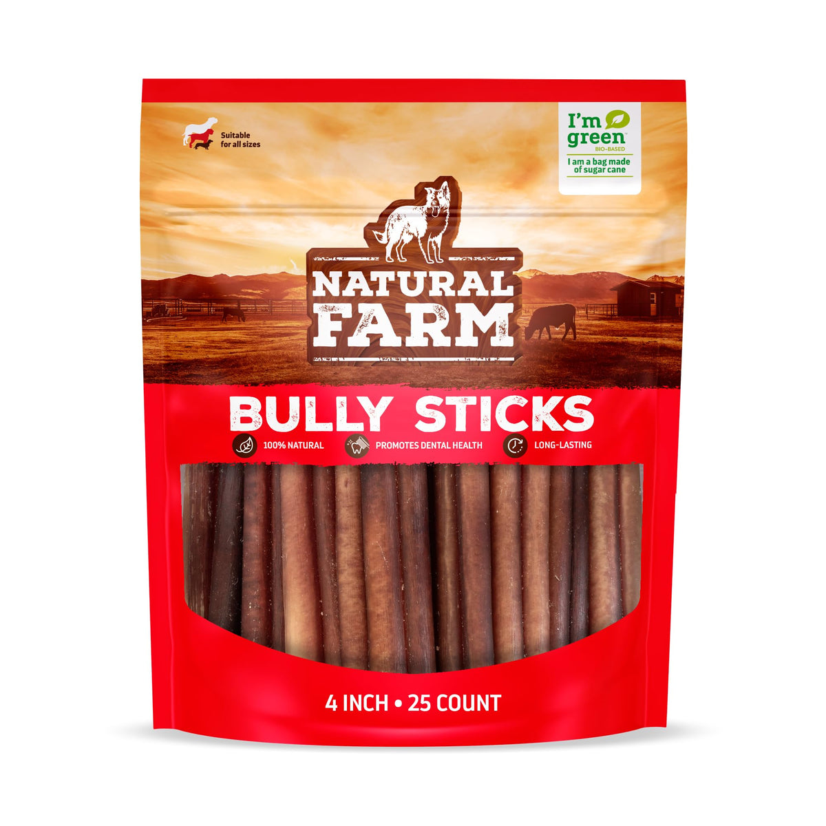 Natural Farm Bully Sticks sans odeur, 4 pouces, récompense lors de l'entraînement.