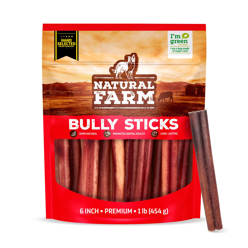 Natural Farm Bully Sticks Sans Odeur, 6 pouces, prêt à l'emploi pour récompense.