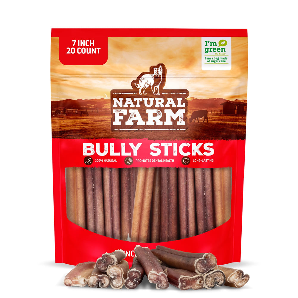 Natural Farm Bully Sticks sans odeur, sticks de 7 pouces, pratique pour chiens moyens et grands