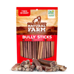 Natural Farm Bully Sticks Sans Odeur, 7 pouces, pratique pour l’achat et le rangement.